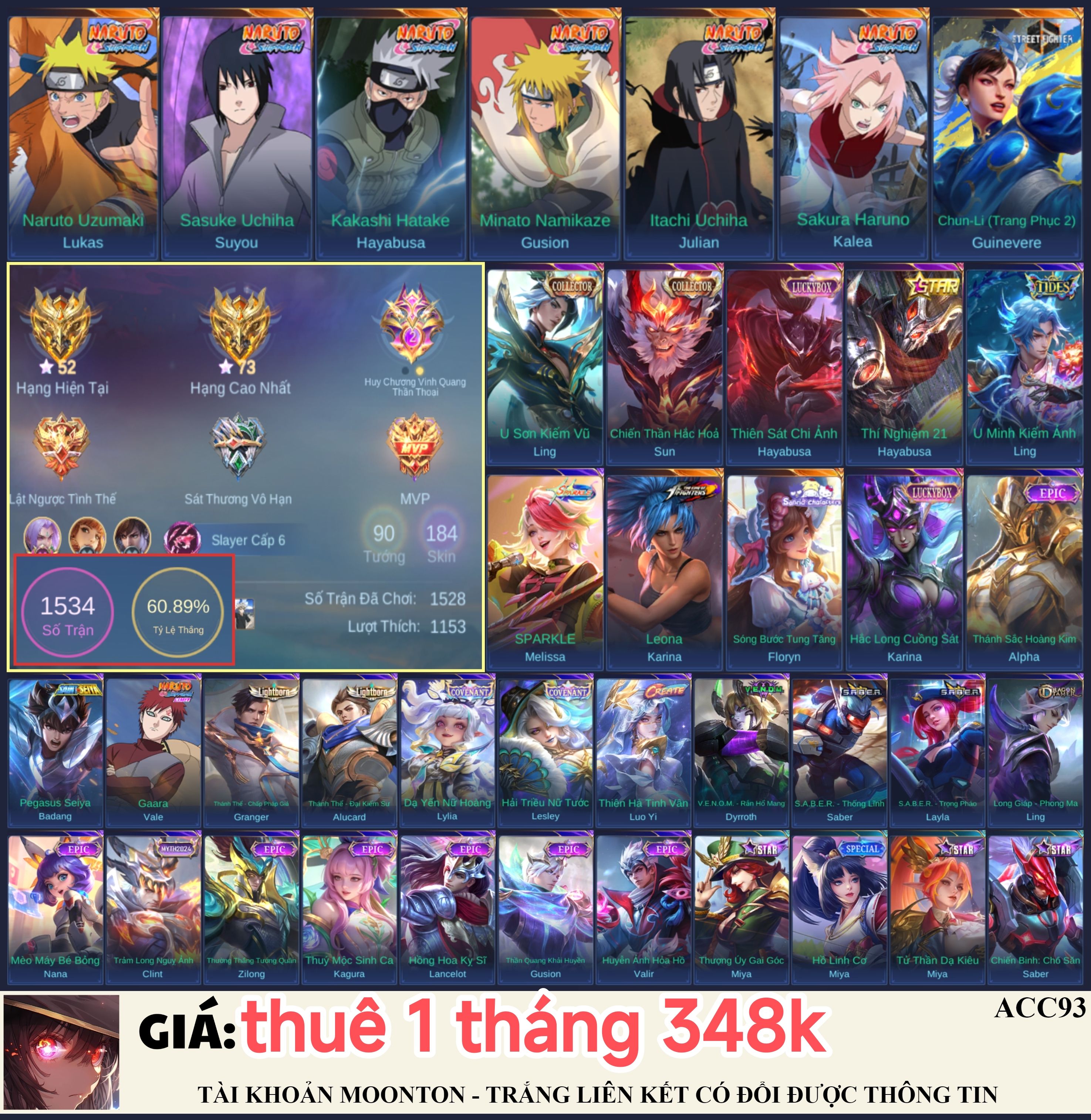 Acc93 thuê 1 tháng 348k